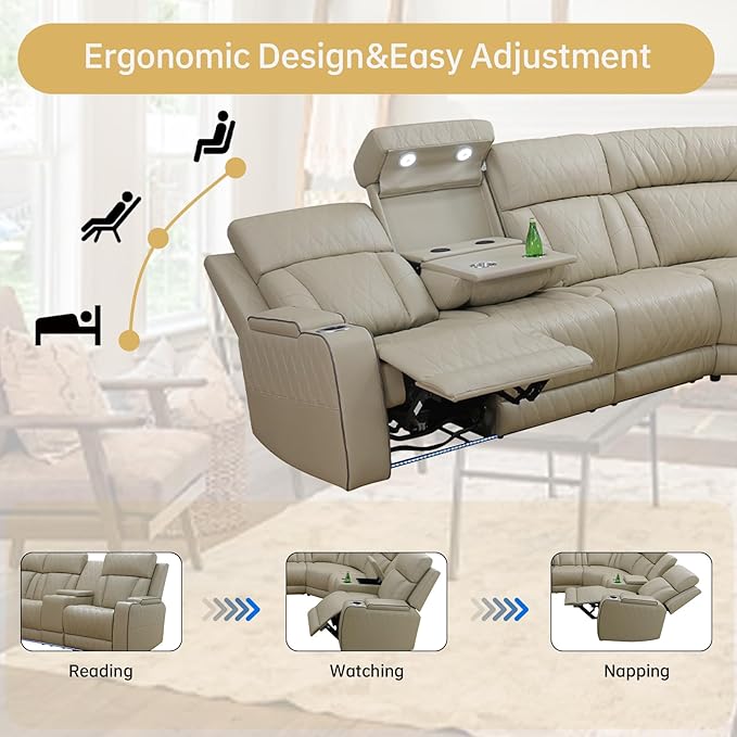 Power Reclining Leather Sectional Sofa