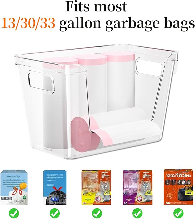 Delamu Acrylic Trash Bag Holder, 3 Pack Stackable Garbage Holder