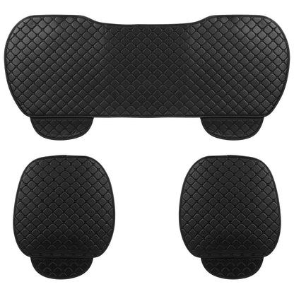 Fifth Gear 3pc Universal Front and Rear PU Leather Black Car Seat Cushion Cover Set Anti Slip Breathable Car Seat Pad Bamboo Charcoal Seat Protector Non Slip