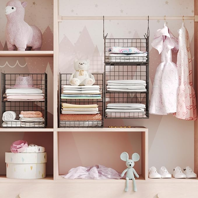 5 Tier Closet Hanging Organizer and Storage Separable Hanging Closet Shelves