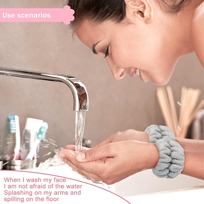 2pcs Wrist Bands for Washing Face, Microfiber Face Washing Wristbands, Arm