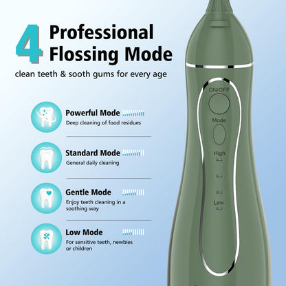 Leominor Water Flosser Pick for Teeth, 300ML Portable Oral Irrigator Upgraded Tank Removable,IPX7 Waterproof, Rechargeable Travel Teeth Cleaner, Professional Electric Flossing Machine (Pink)