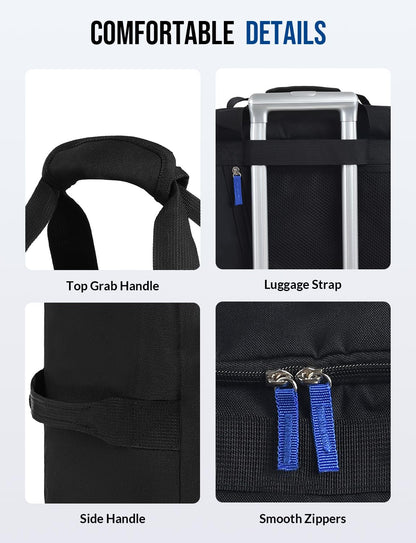 Celvetch Gym Bag for Men Women with Shoes Compartment 3-in-1 Sports Travel Duffel Bag Multipurpose Weekender Overnight Backpack with Wet Pocket - Black