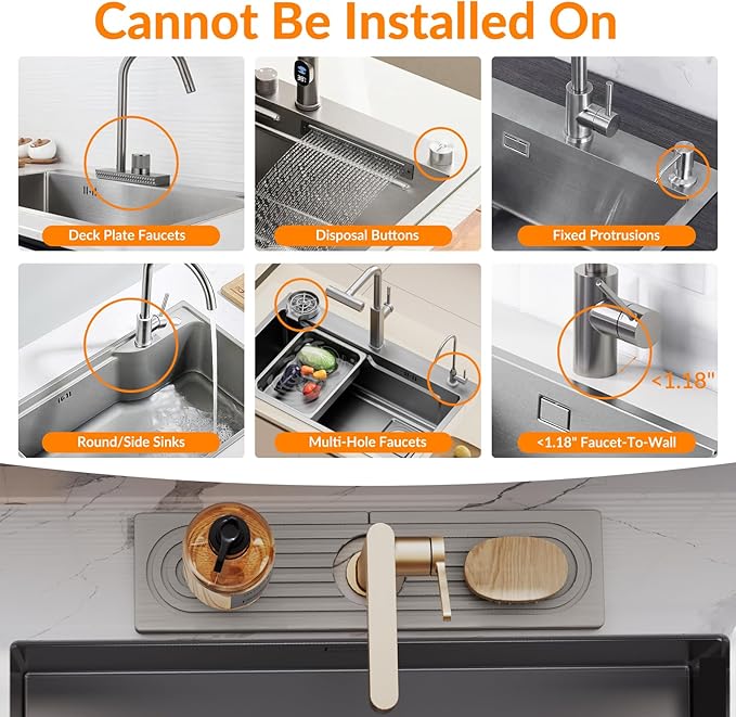 15.7 Inch Stone Faucet Mat for Kitchen Sink Splash Guard, Diatomite Sink
