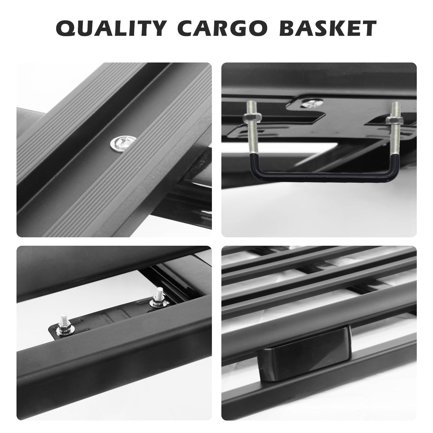Updated Roof Rack Cargo Basket Carrier, 63'' x 38'' Aluminum Alloy Luggage Holder for SUV, Truck, Car - Universal Design with 150lbs Weight Capacity,Steel Construction for Durability Strength