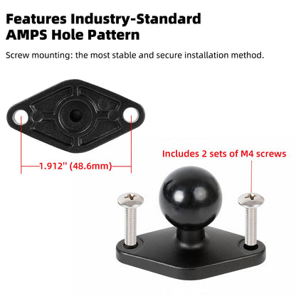 FPN Heavy Duty Phone Mount Holder with Vibration Dampener for Boat Truck Car [Camera Friendly] [1s Lock & Release] [Aluminum Screw-Mounted AMPS Diamond Base & Medium Arm], Fits 4.7-7.2" Cell Phones