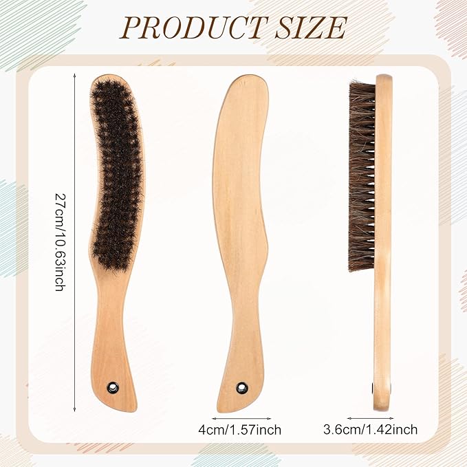 Patelai 2 Pcs Horsehair Felt Hat Brush Kit Lint Brush