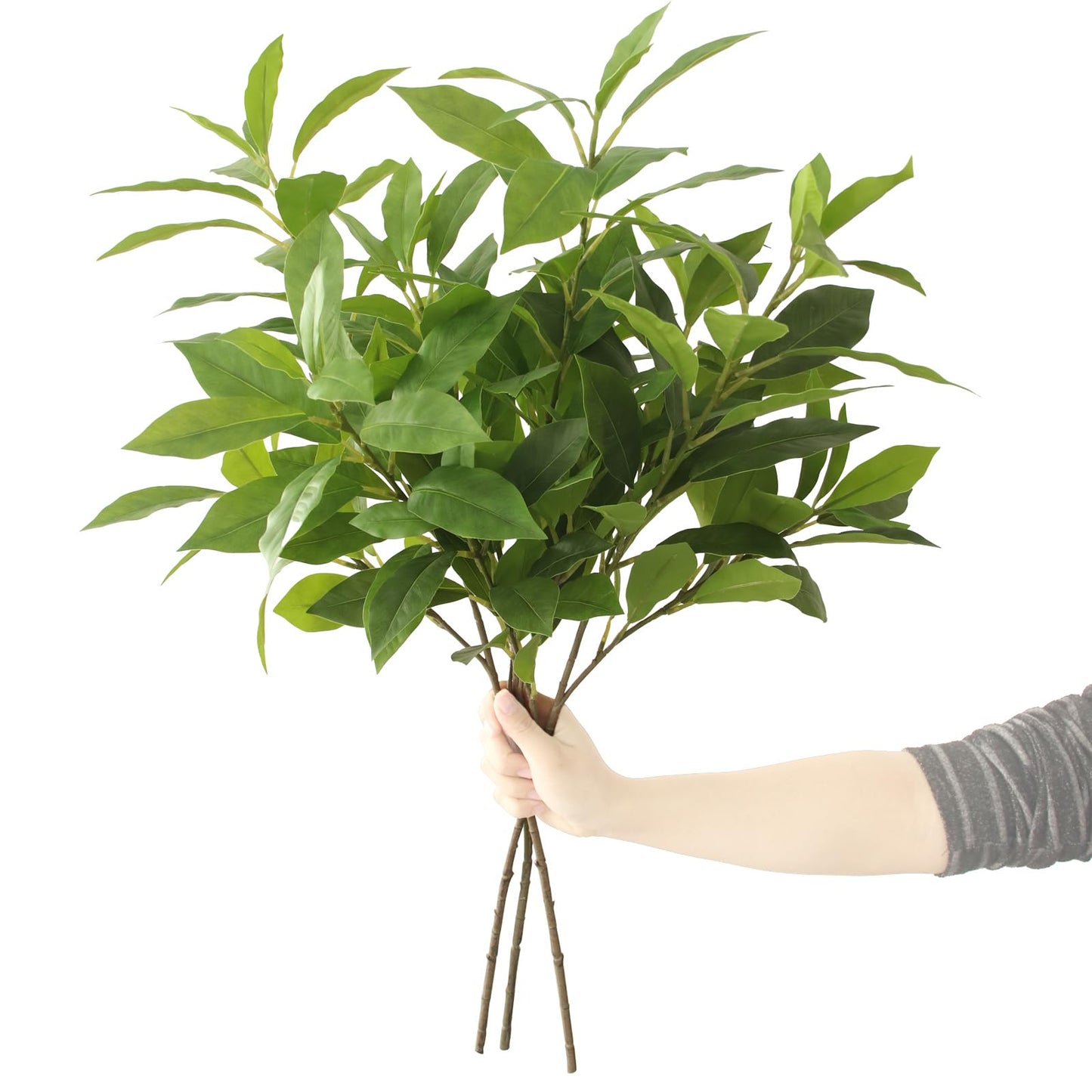 Abyjifar 3 Pcs Faux Greenery Plants, 28" Indoor Artificial Green Branches Plants Fake Seasons Stems Leaves in Vase for Table Fireplace Cabinet Livingroom Kitchen Festivals Home Decor (Green)