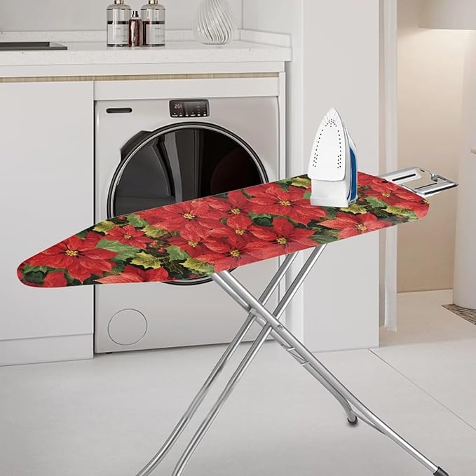 Poinsettia Print Iron Cover for Ironing Board Scorch Resistant Dirt-Proof
