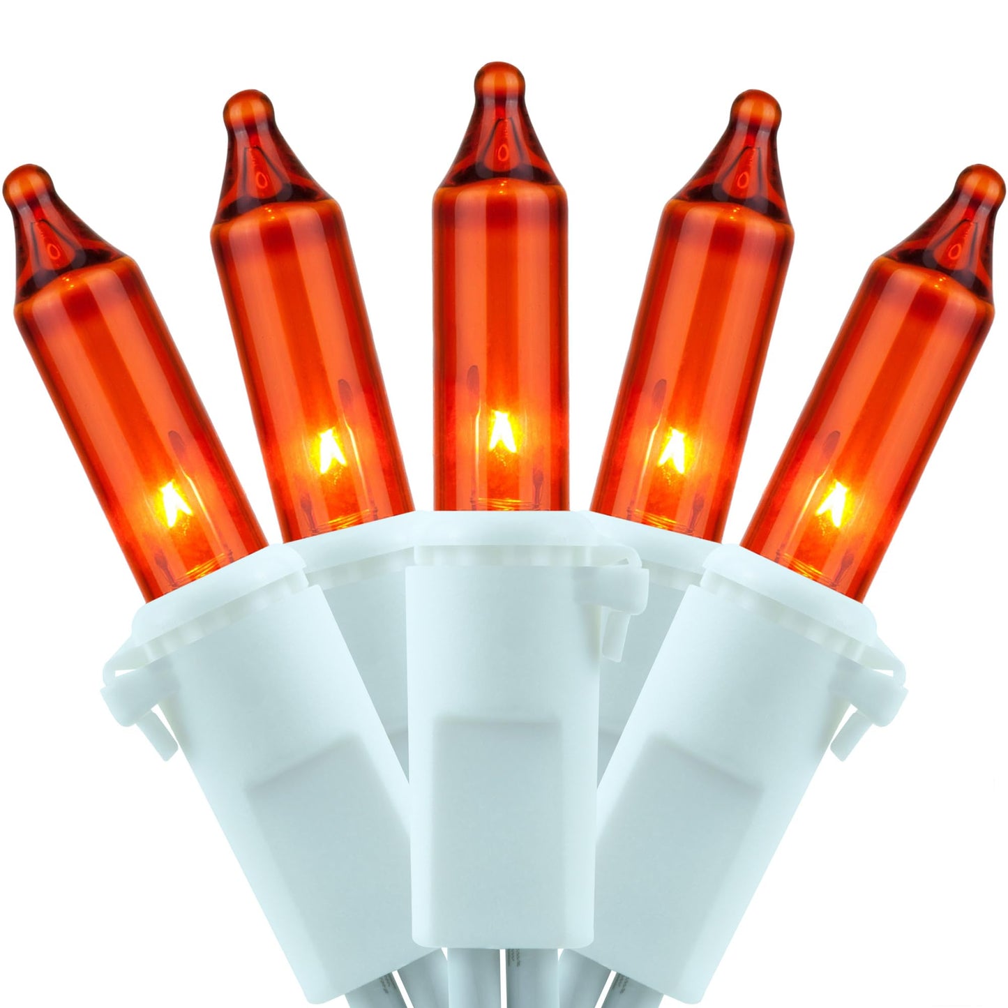 YULETIME 200 Orange Christmas String Lights, 2-Set 33 ft 100 ct White Wire