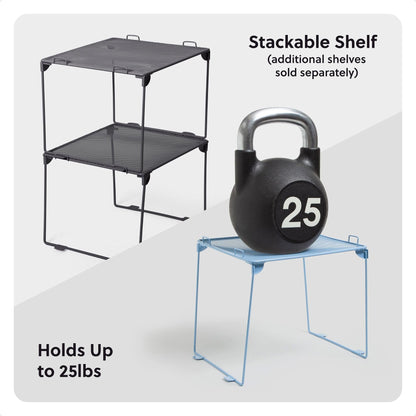 U Brands Mesh Locker Organizer Shelf, 11" x 10" x 8", Dusty Black, Back to School Essentials, Stackable, Fits Standard Size School Lockers