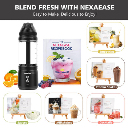 Portable Blender Personal Juicer for Shakes and Smoothies - 20 OZ Electric Protein Shaker Bottle with Insulated Sleeve, Travel Lid, USB-C Rechargeable - Mini Small Blender Cup for Kitchen, Office, Gym