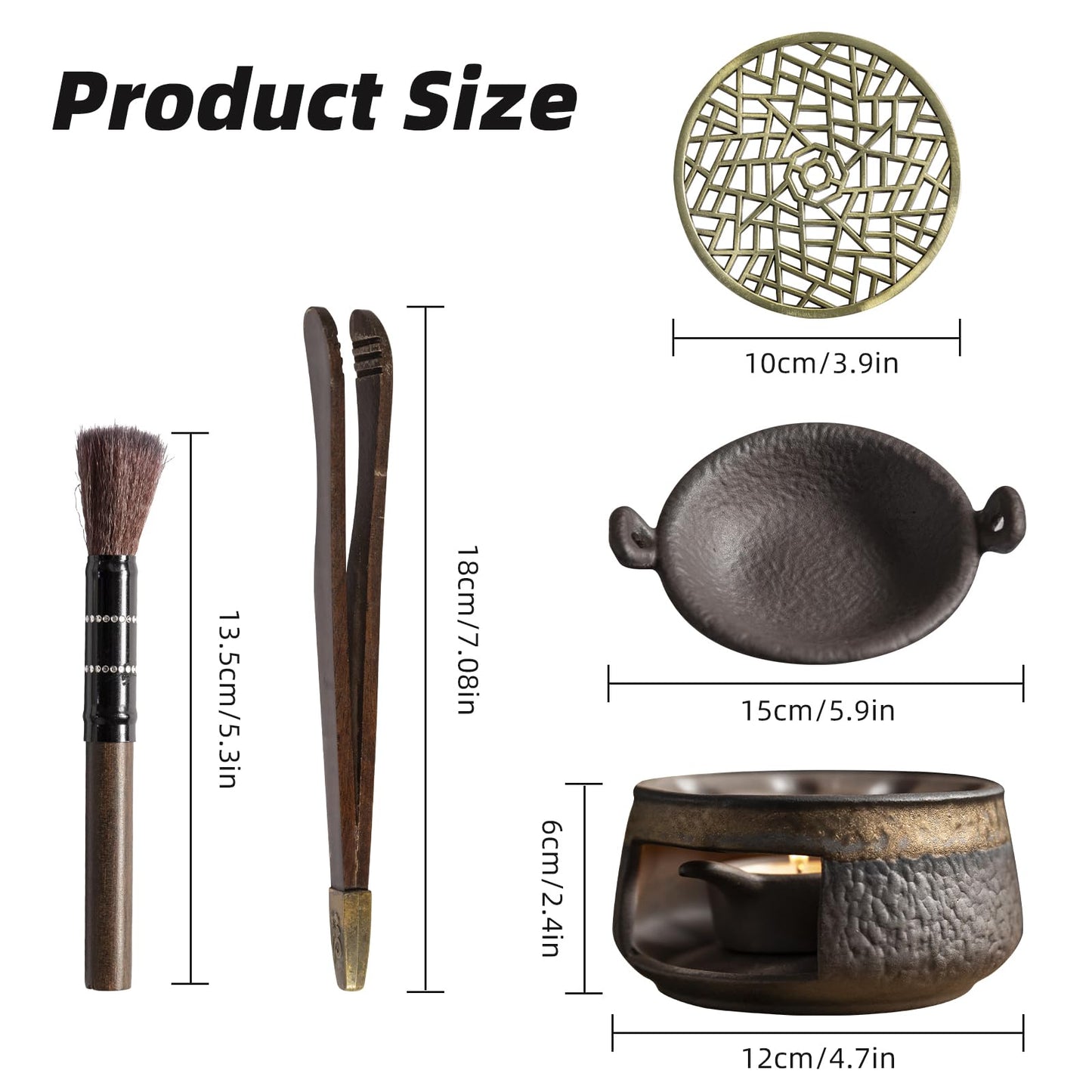Cedar Aromatherapy Burner & Ceramic Oil Warmer for Home & Office (Heat-Resistant Double-Handled Baking Tray + Stone-Patterned Oven + Accessories)