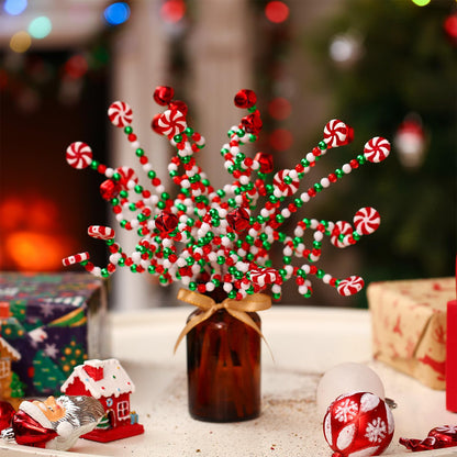 Liliful 40 Pcs Christmas Candy Cane Hanging Ornament Christmas Tree Curly Picks Twisted Lollipop Peppermint Strips and Bells Strips Candy Cane Decor for Xmas Tree Topper Party(Red, Green, White)