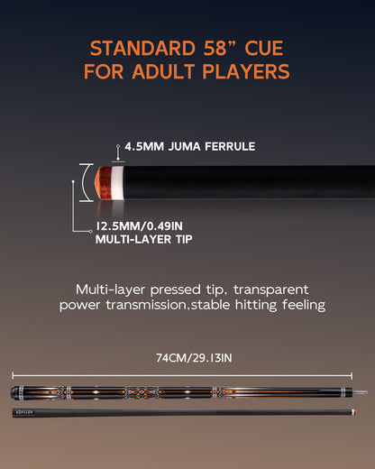 KONLLEN 2.0 Carbon Fiber Pool Cue with Professional Taper | Low Deflection Billiard Stick | Ultra-Smooth Shaft for Adult & League Players