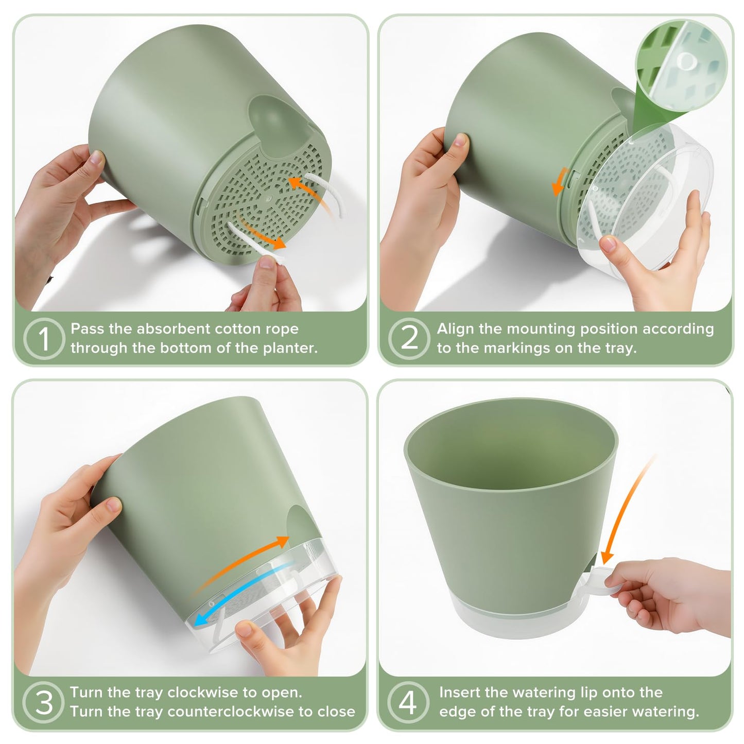 GARDIFE 2026 Upgraded Self Watering Plant Pots with Drainage Hole, 7/6.5/6/5.5/5/4 Inch Flower Planting Containers for House Plants, African Violet, Flowers, Cactus (Green, 7+6.5+6+5.5+5+4 inch)
