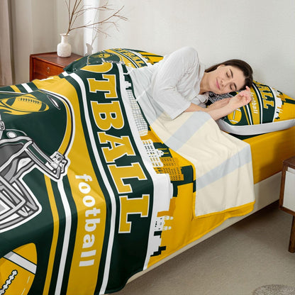 Feelyou Football Bed Sheets Set Boys Teens Twin Size Women Men Rugby Sports Bedding Set Football City Fitted Sheet with 16 Inch Deep Pockets