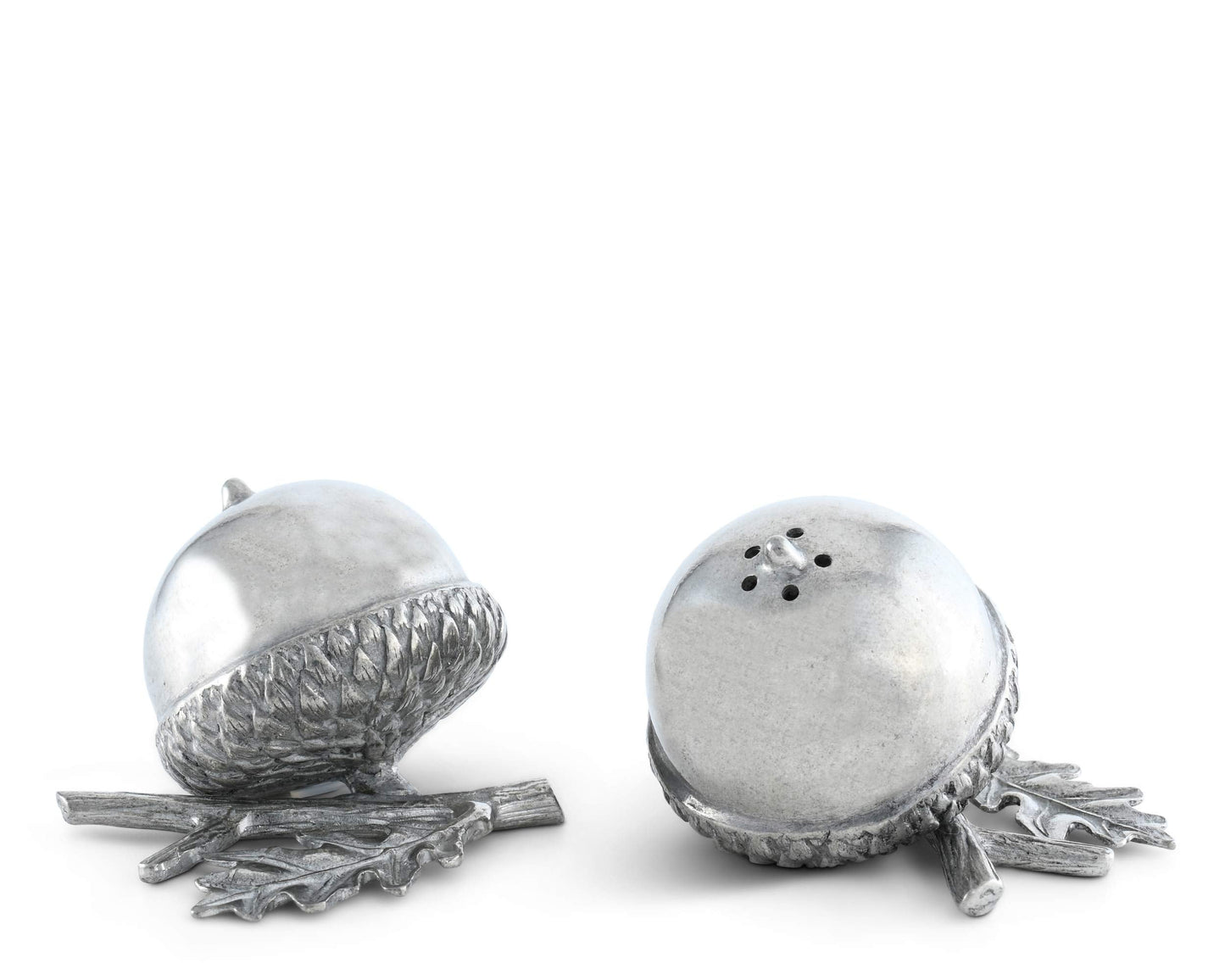Vagabond House Pewter Metal Acorn Forest Salt and Pepper Shaker Shakers Set 2 inch x 2 inch