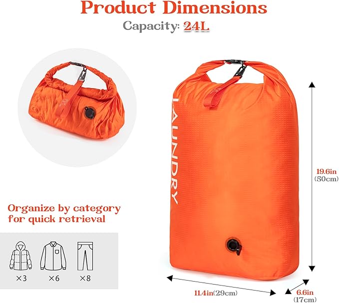 Travel Laundry Bag, Vacuum Compression Dirty Clothes Travel Bag, Waterproof