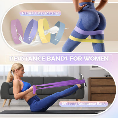 Paleclouds Pilates Ring Set for Women, 12" Pilates Ring and Ball Set with Resistance Bands for Home Workouts, Portable Pilates Kit with Bag & 2 Training Poster for Full Body Exercise(Purple)