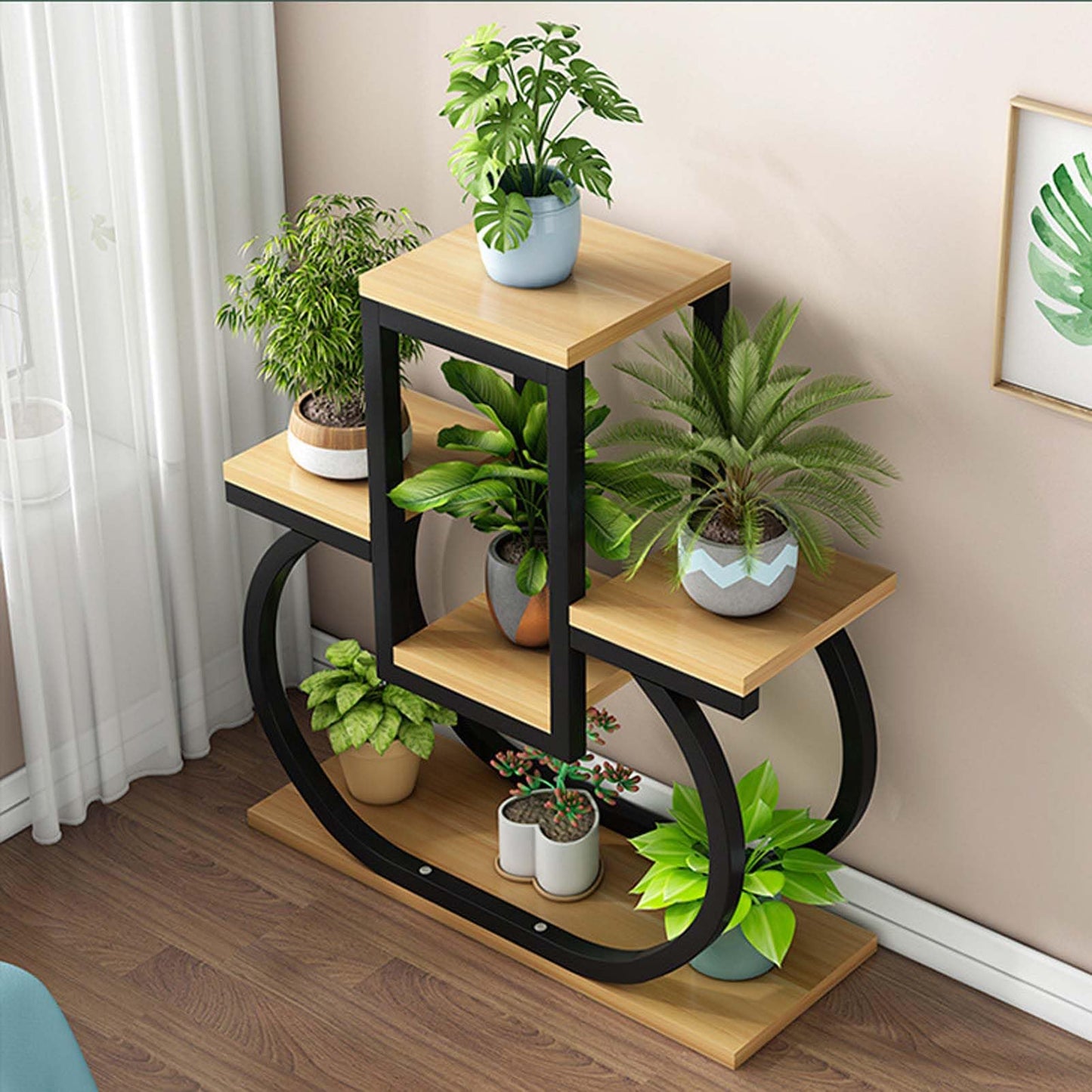 HUHJYUGE 4 Tier Plant Stand For Outdoor Indoor, Waterproof Metal Tall Plant Stand, Multiple Stand Holder Shelf Rack, Outdoor Planter Display Shelves, for Living Room Balcony Garden