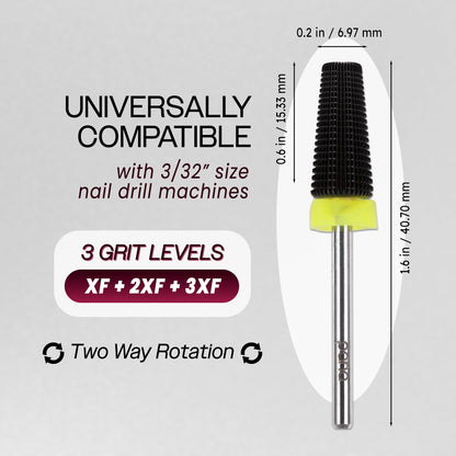 PANA Nail Carbide 5 in 1 Bit - Two Way Rotate use for Both Left and Right Handed - Fast Remove Acrylic or Hard Gel - 3/32" Shank - Manicure, Nail Art, Drill Machine (Fine - F, Silver)