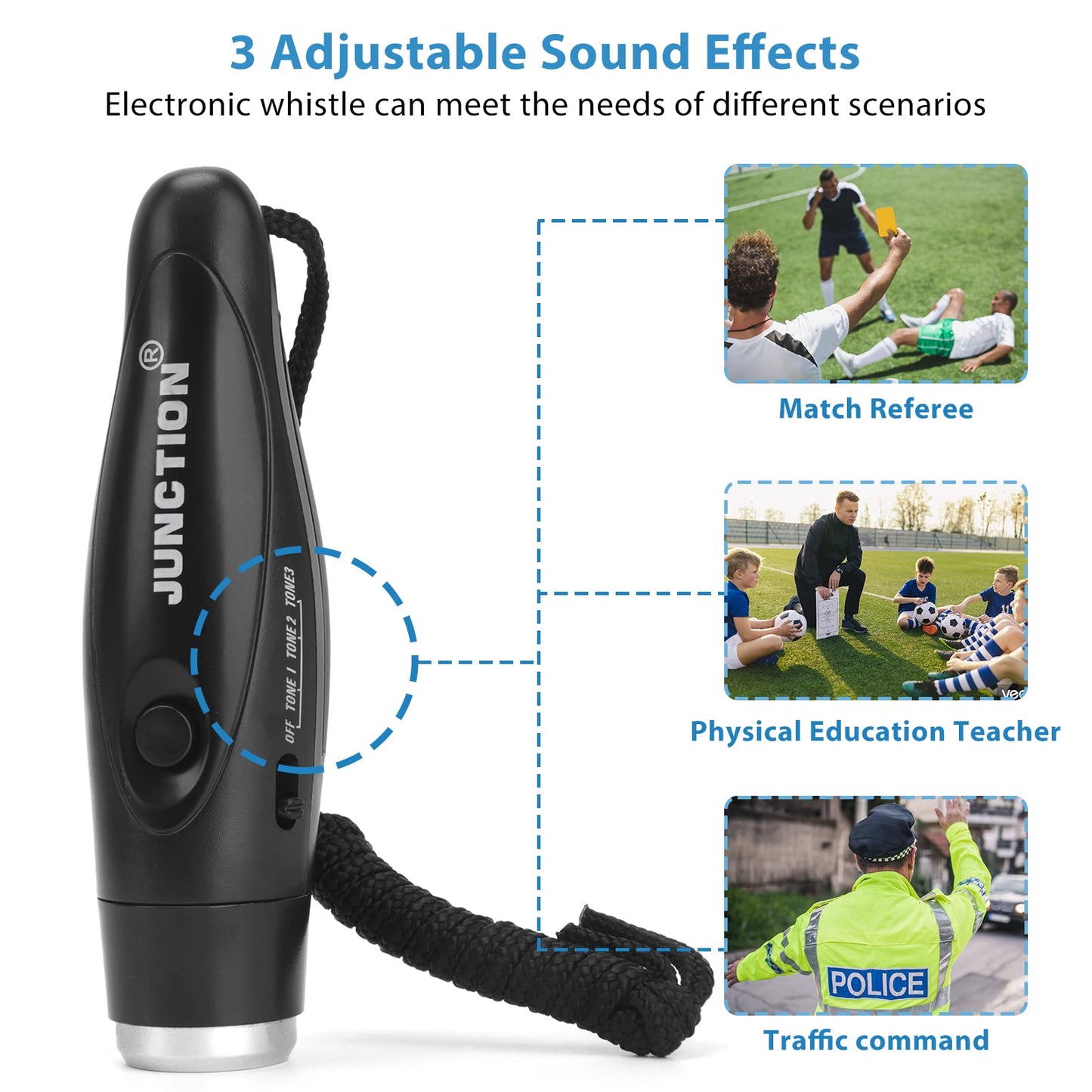 Xflyee [4 Pack Box] Electronic Whistles, Loudest Electric Whistles 3 Tones High Volume Whistle Hand Held for Coaches Referees Training Whistle Bulk, Outdoor Hiking Emergency Rescue Whistle Gifts