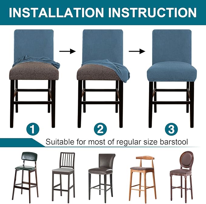 Turquoize Stretch Bar Stool Cover Counter Stool Pub Chair Slipcover