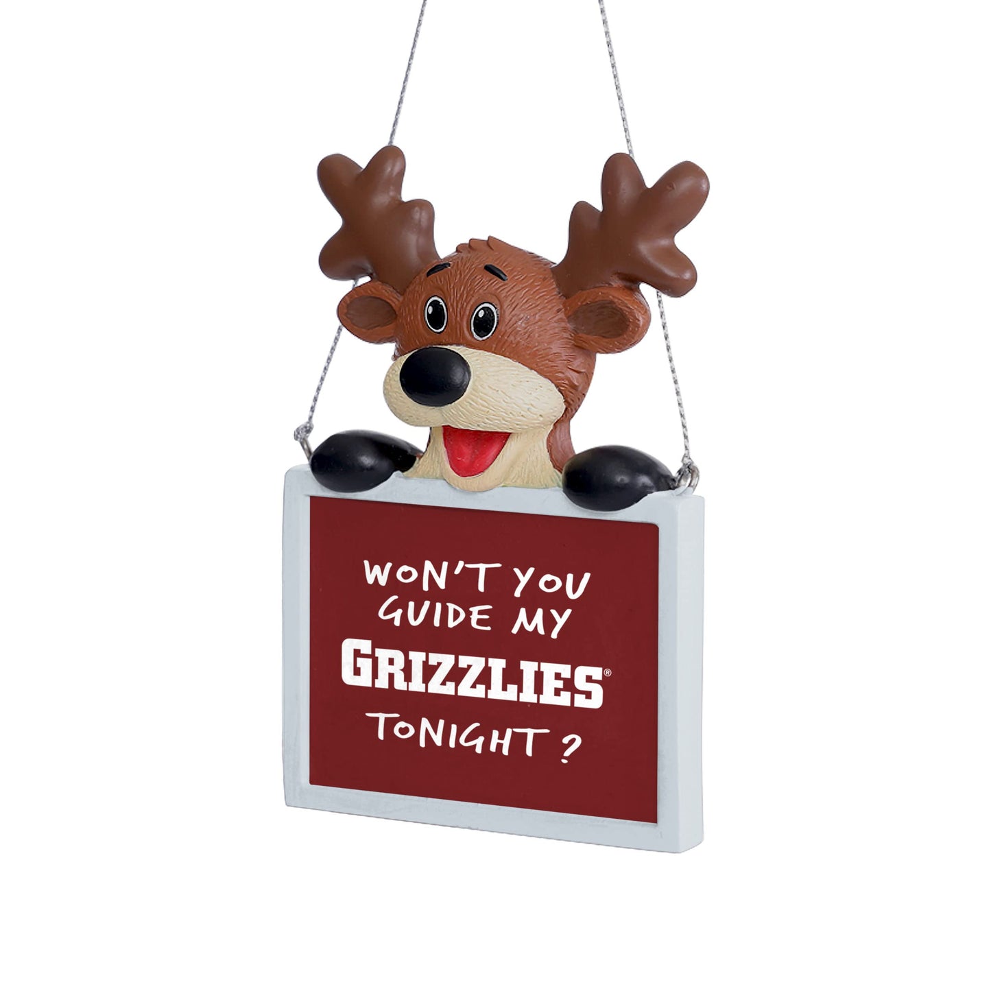 FOCO NCAA Montana Reindeer With Sign Ornament