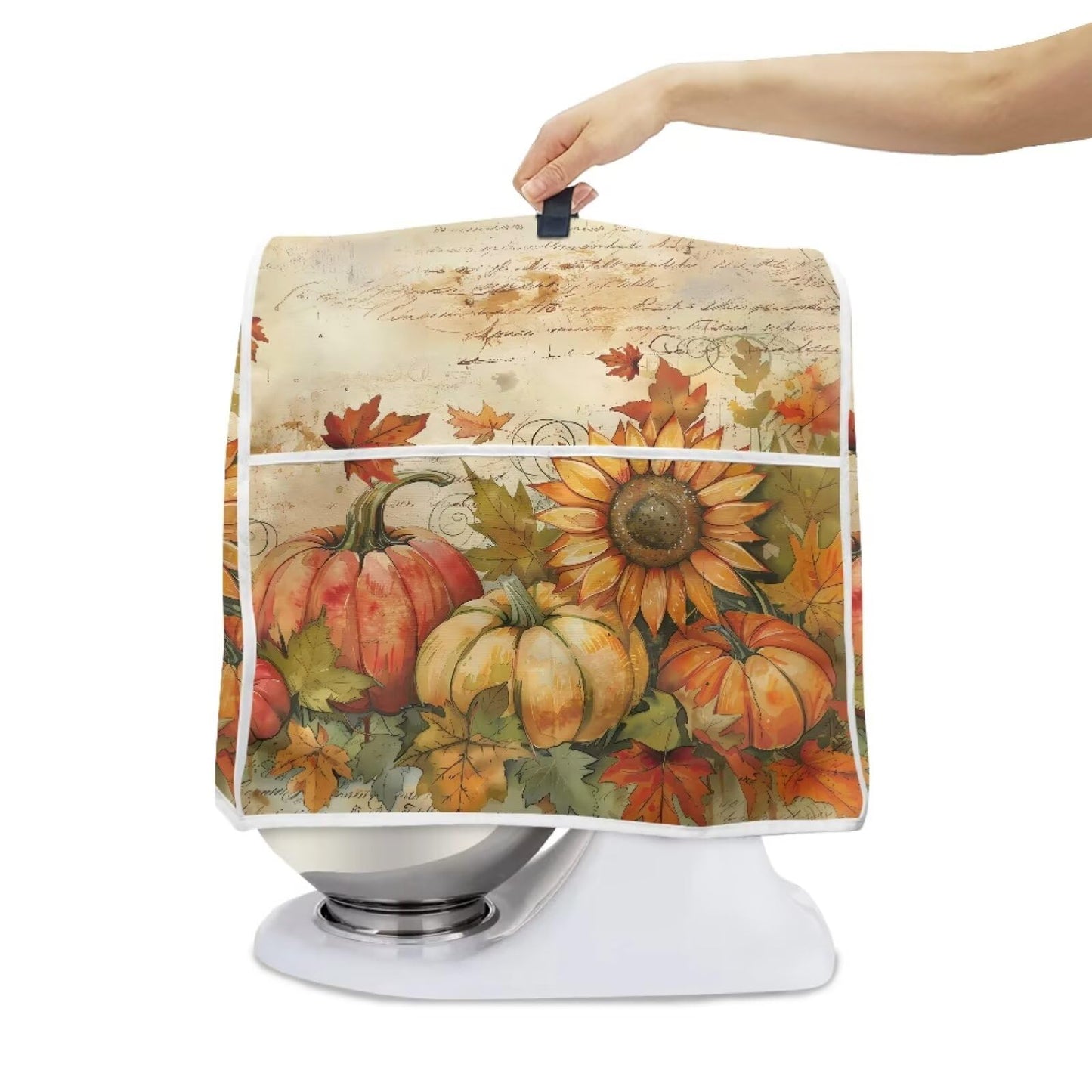 HUISEFOR Pumpkin Mixer Cover for Kitchen Aid 4.5-5 Qt Mixer, Maple Leaf Small Appliance Dust Covers Universal for Air Fryers, Coffee Makers, Kitchen Decor Gift for Friends
