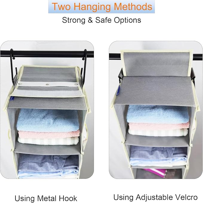 Large-Sized Hanging Shoe Organizer 8-Shelf, Hanging Closet Organizer