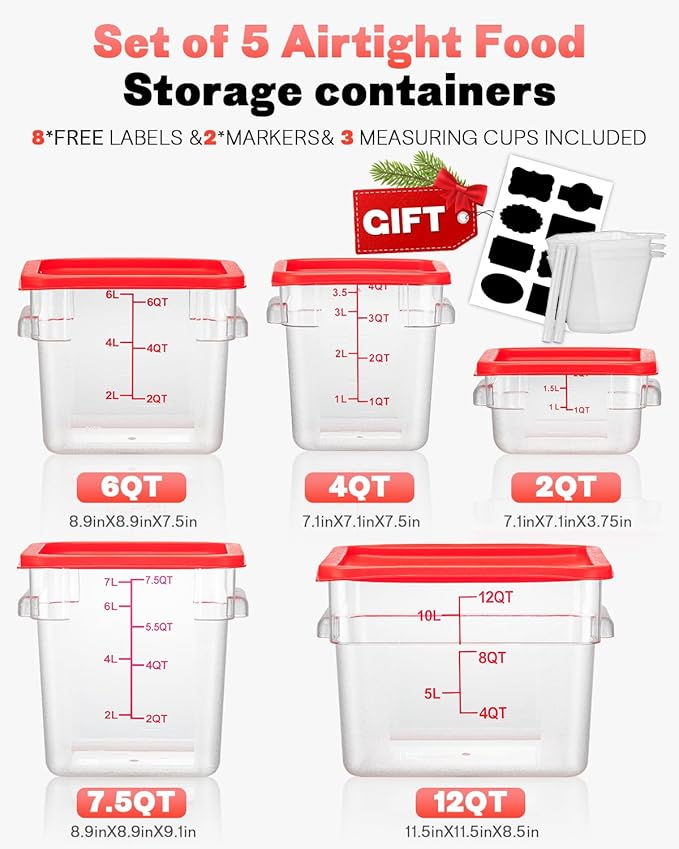 8QT NSF Food Storage Containers: 8 PCS Clear Food Storage Containers