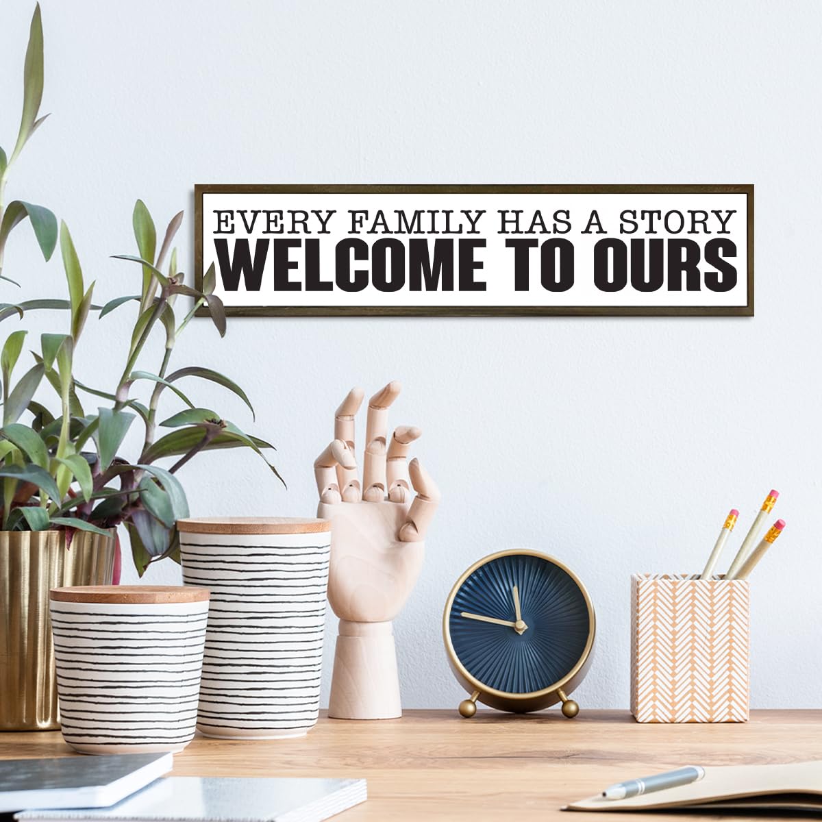 Family Wood Plaque Sign, Every Family Has a Story, Welcome to Ours Sign, Rustic Farmhouse Wall Decor Art, Entryway Decor, Wooden Box Signs Desk Décor, Housewarming Gift, 38 * 8.5 In