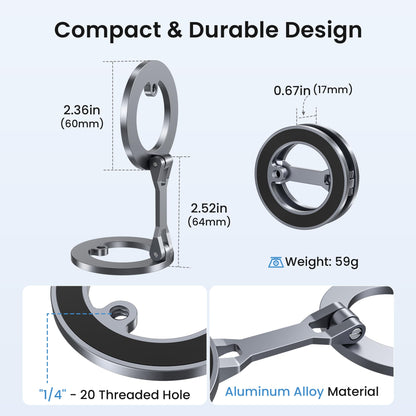 Itramax Magnetic Gym Phone Holder for Magsafe,Double Dual Ring Magnet Gym Phone Stand,360° Adjustable Cell-Phone Mount for iPhone 17 Air 16 15 14 13 12 Pro Max,Mag/Safe Case,Metal Surfaces,Golf Cart