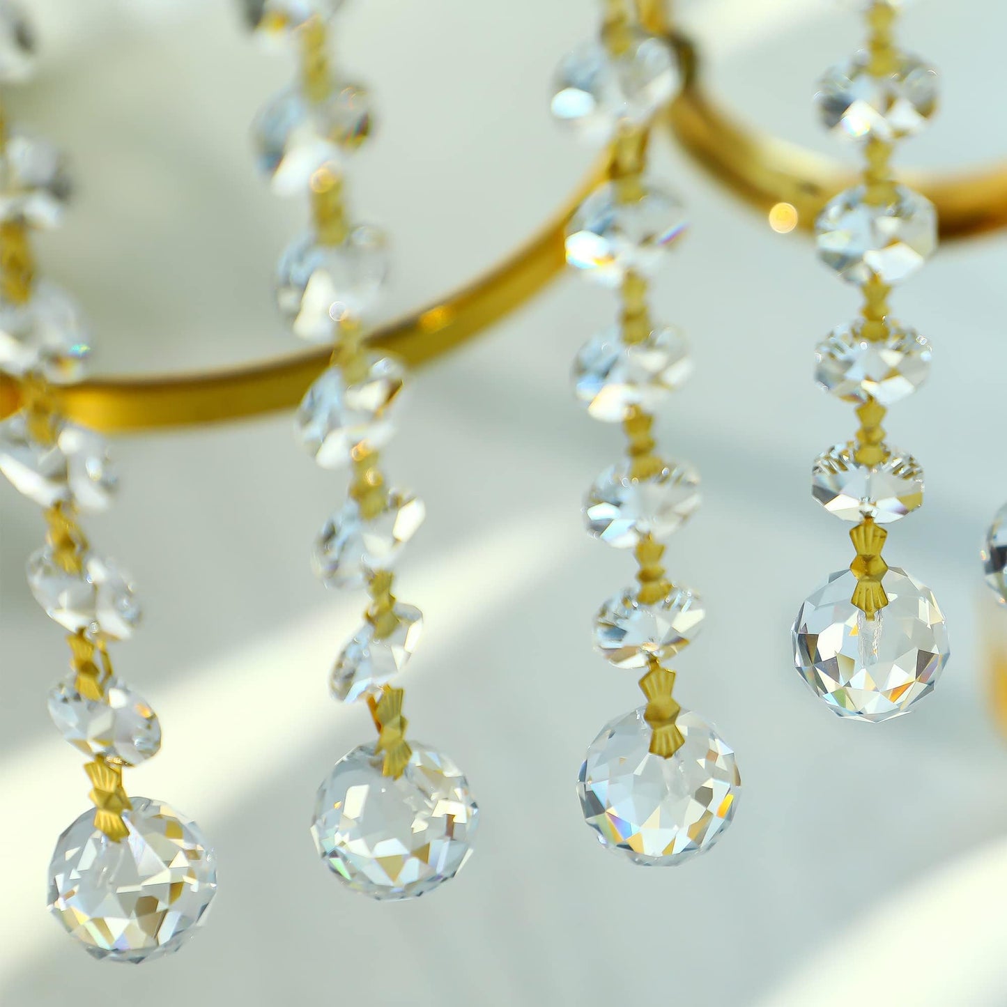 10pcs Crystal Garland Strands Hanging Glass Chandelier Beads Chains Glass 20mm Balls Prisms with Beads Pendants Crystal Chandelier Parts Replacements Christmas Party Garden Decoration