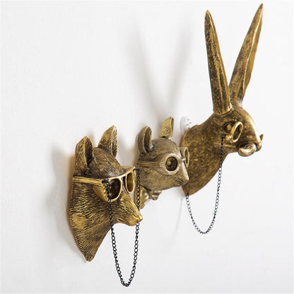 GUASDIE Animal Heads Wall Decor, Faux Deer Head Mount, Animal Sculptures Wall Decor, Resin Animal Head Wall Hanging Decoration for Living Room Bedroom Kitchen Gift,5pcs, 1587574779-65291236