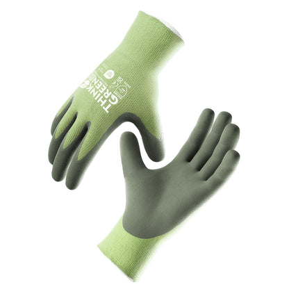 COOLJOB Gardening Gloves for Women and Men, 3 Pairs Recycled Polyester Garden Gloves with Rubber Coated, Green, White & Grey, Medium Size (3 Pairs M)