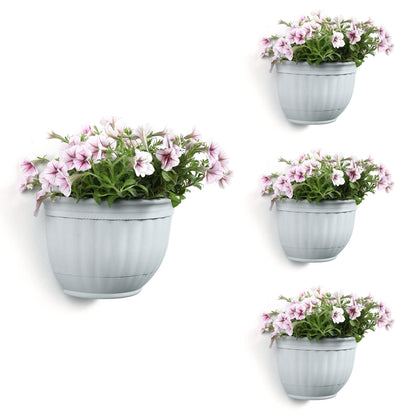 T4U Resin Wall Hanging Planter Marble Gray Set of 4, Wall Mounted Garden Plant Flower Pot Basket Container Indoor Outdoor Use for Orchid Herb Succulent Cactus Home Office Porch Decoration Gift