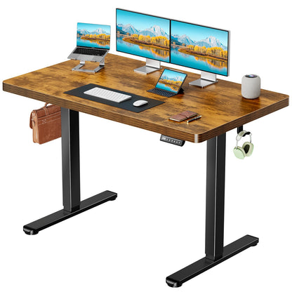 Marsail 55 x 30 Electric Standing Desk with One-Piece Desktop, Sit Stand Desk with Thickened Tabletop, Height Adjustable Stand Up Desk with Cable Management for Home Office(Frame+Desktop, 2 Packages)