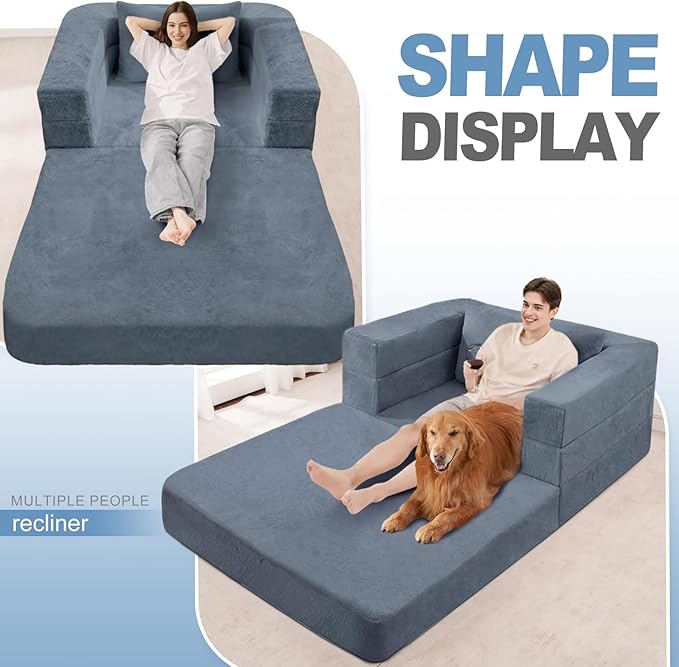 Futon Sofa Bed with Pillow, 3-in-1 Sleeper Sofa Bed with Removable Cover