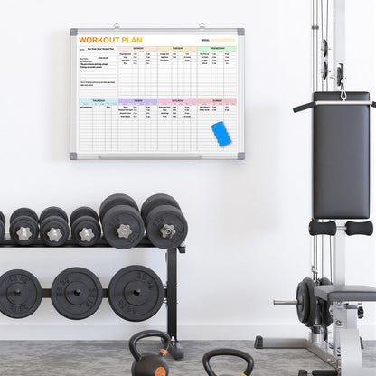 Fitness Tracker Magnetic Whiteboard Workout Plan Dry Erase Board for Wall 24'' x 18'',Hanging Mounted Weekly Fitness Tracker Gym Exercise Tracker Schedules and Checklists