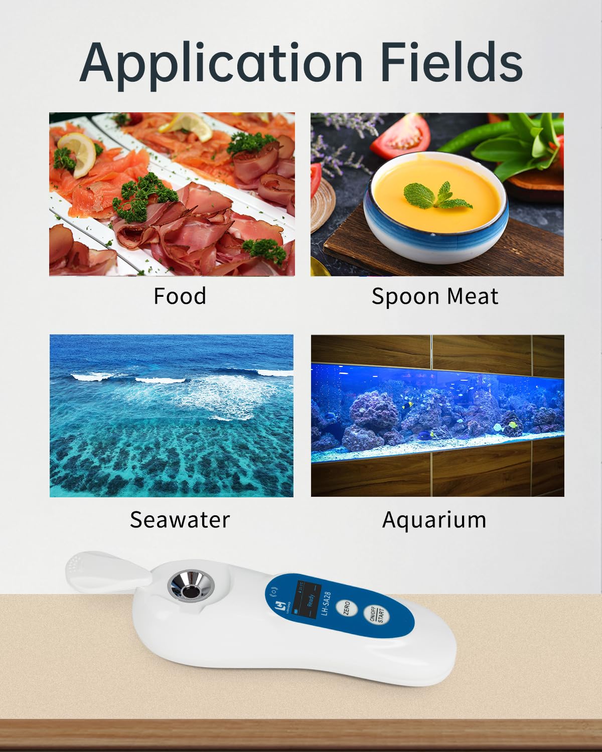 3-in-1 Digital Salinity Refractometer with ATC/Refractive Index(RI), Accurate Measurement with Precision Light-Blocking Cover, Fast Touchscreen Test Spoon Meat/Aquarium/Saltwater, Salt Content:0-28%