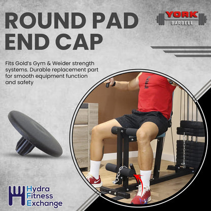 Hydra Fitness Exchange Weight Bench Round Pad End Cap 280313 | Heavy Duty Plastic Material Black Cap | Exercise Fitness Workout Equipment Home Gym Accessories for Gold's Gym Wei.der Strength System