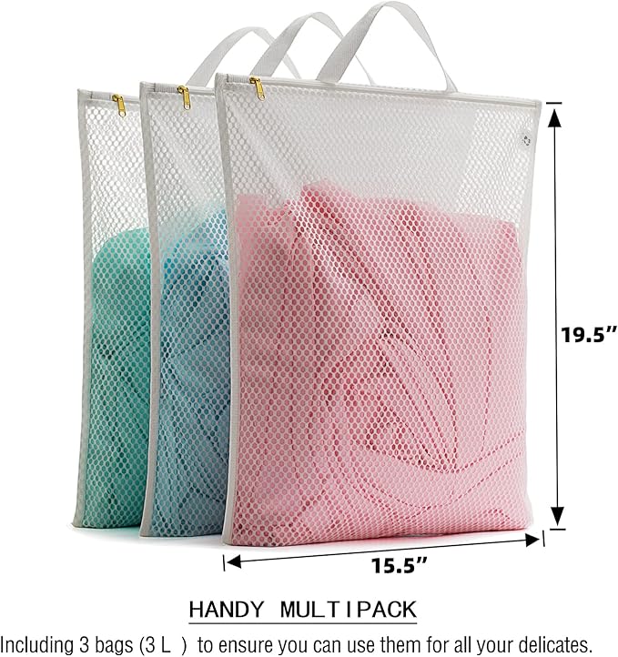 Tenrai Laundry Bag Mesh Wash Bag，Use YKK Zipper，Tote Bag Bathroom Hanging
