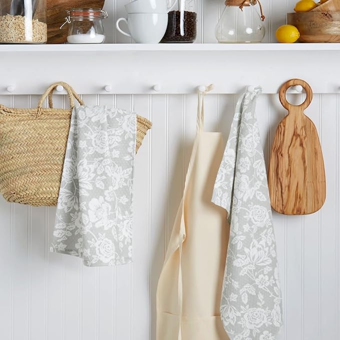 Martha Stewart Dual Purpose Kitchen Towel 2-Pack Set, Floral Vine