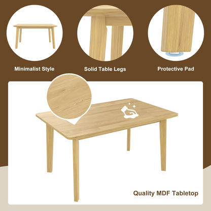 Merax Farmhouse 47" Rectangular Dining Table, Solid Wood Kitchen Table Fits up to 4, Easy Assemble, Natural
