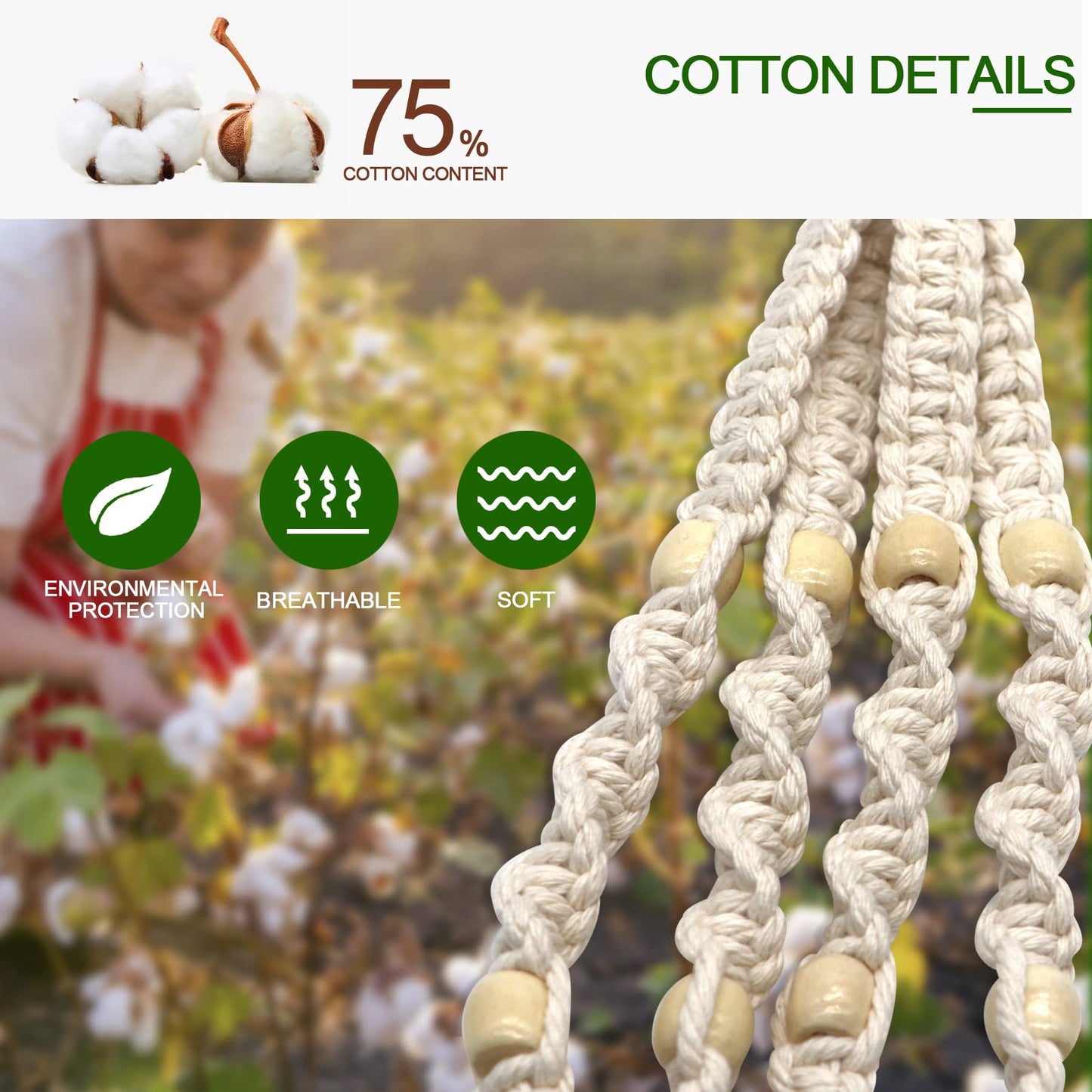 IGaiety Macrame Plant Hanger 5 Pcs Indoor Outdoor Hanging Plant Holders Handmade Plant Hangers Cotton Rope Planters with 5 Pcs Ceiling and S Hooks for Small Plants Pots Boho Home Decor