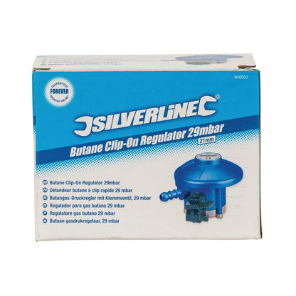 Silverline Butane Clip-On Regulator 1.5kg/hr Calor/Flogas Yellow (940053), 21 mm