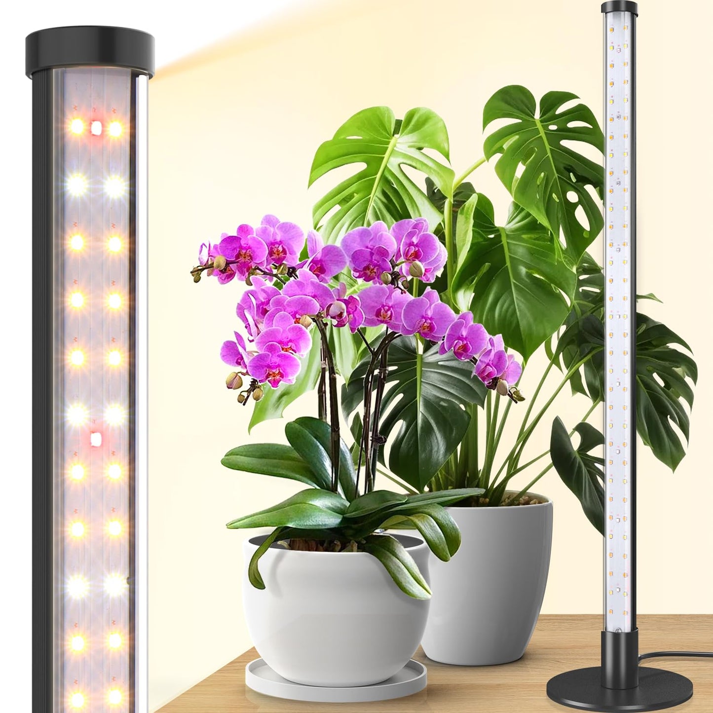 Barrina Standing Grow Light for Indoor Plants, 20W 2FT Desk LED Plant Light, Hanging and Standing, Table Top Full Spectrum Vertical Grow Lights with Stand and On/Off Switch, Ideal for Plants Growth