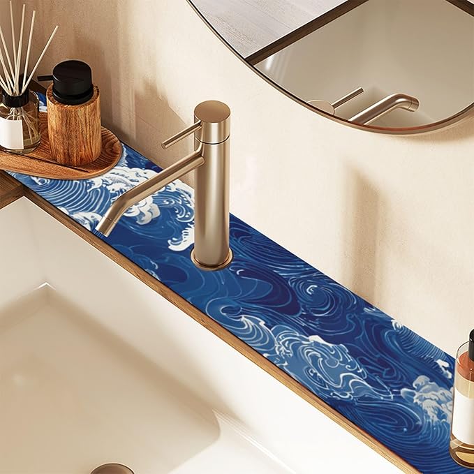 Kitchen Sink Splash Guard 2 PCS 14.7 Inch Sink Faucet Mat Splash Guard
